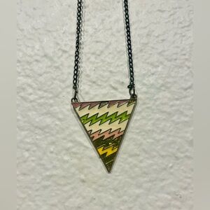 Vintage Triangular Enamel Pendant Necklace
